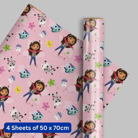 Gabby's Dollhouse 4 Sheets & 4 Tags Gift Wrap Bundle