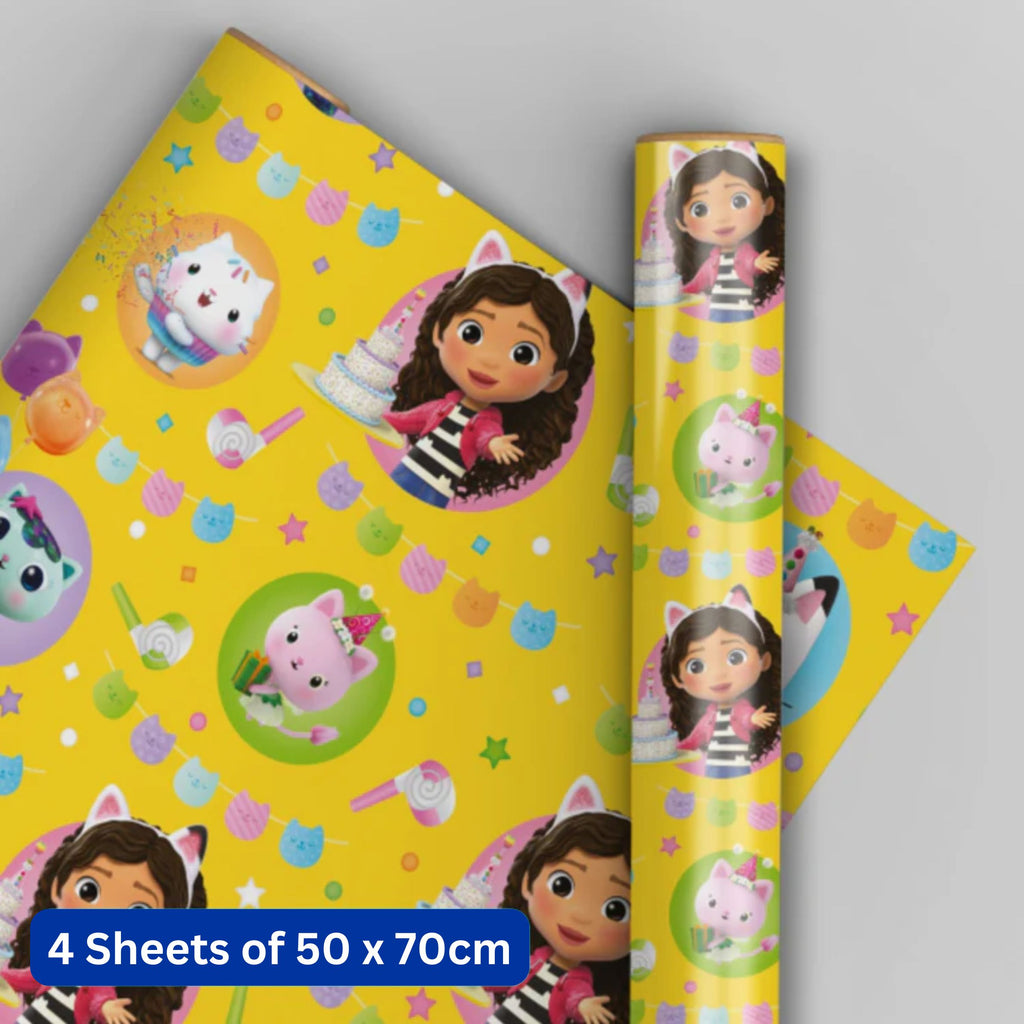 Gabby's Dollhouse 4 Sheets & 4 Tags Gift Wrap Bundle