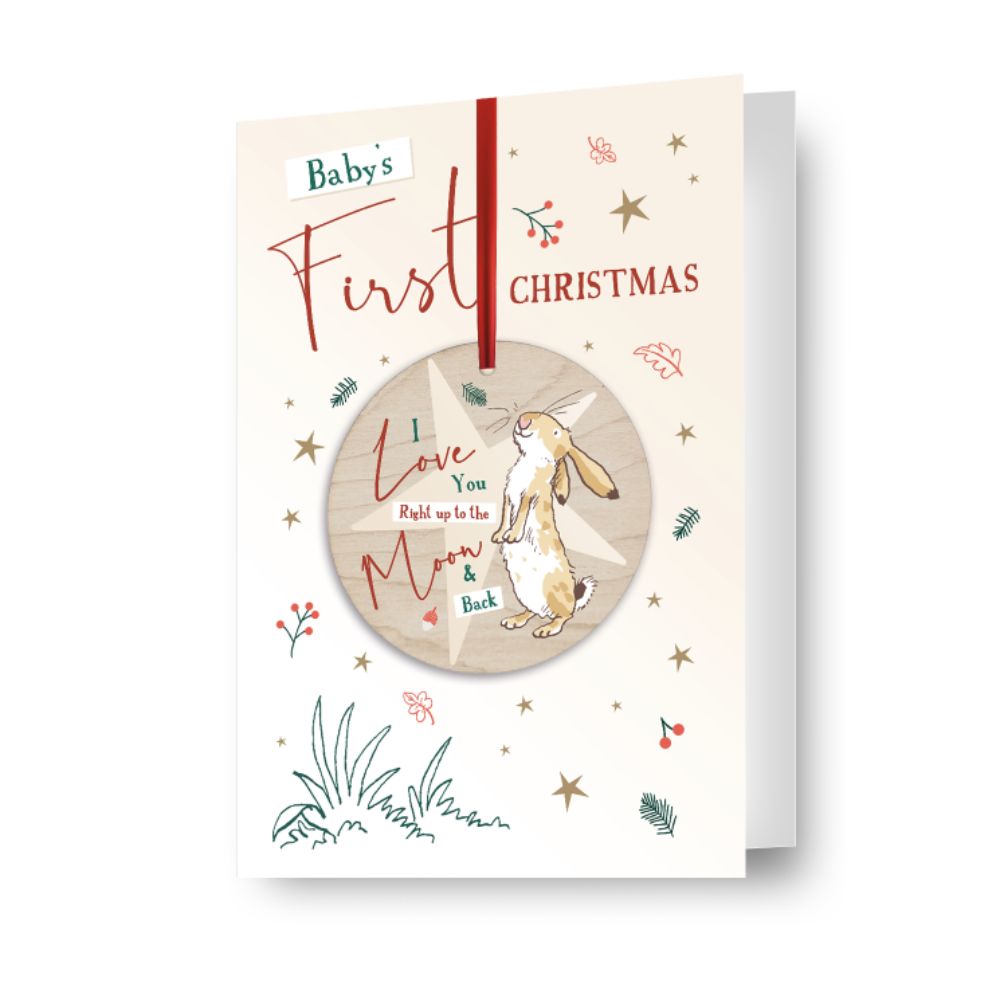 Guess How Much I Love You Baby's 1st Christmas Card with Detachable Bauble
