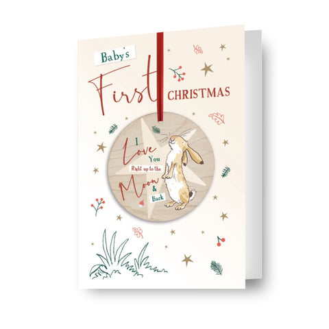 Guess How Much I Love You Baby's 1st Christmas Card with Detachable Bauble