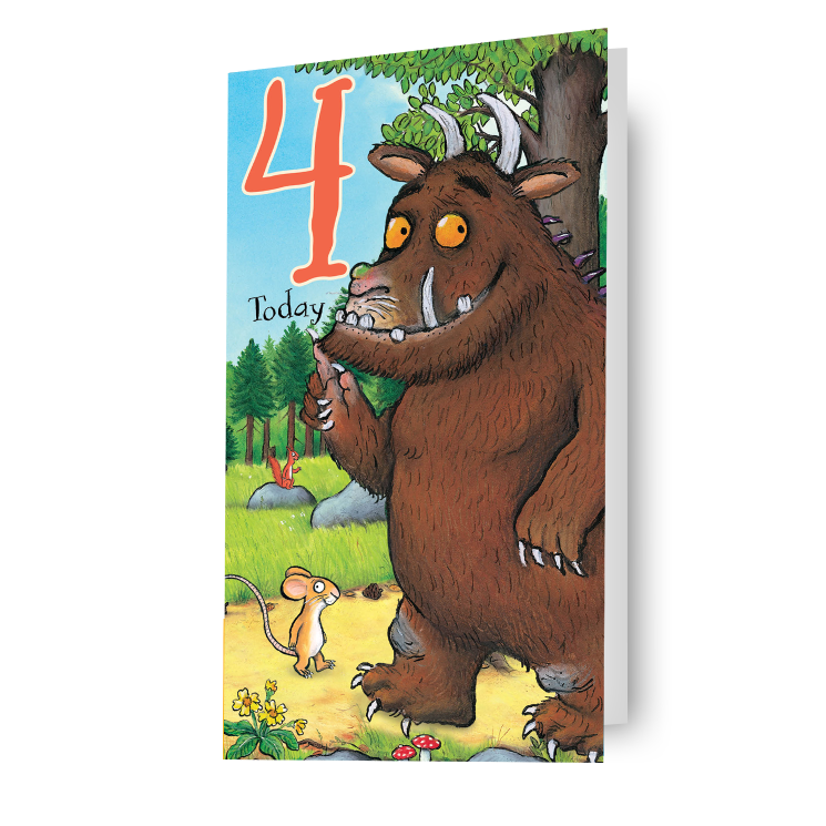 Il biglietto di auguri per il 4° compleanno del Gruffalo 9x5