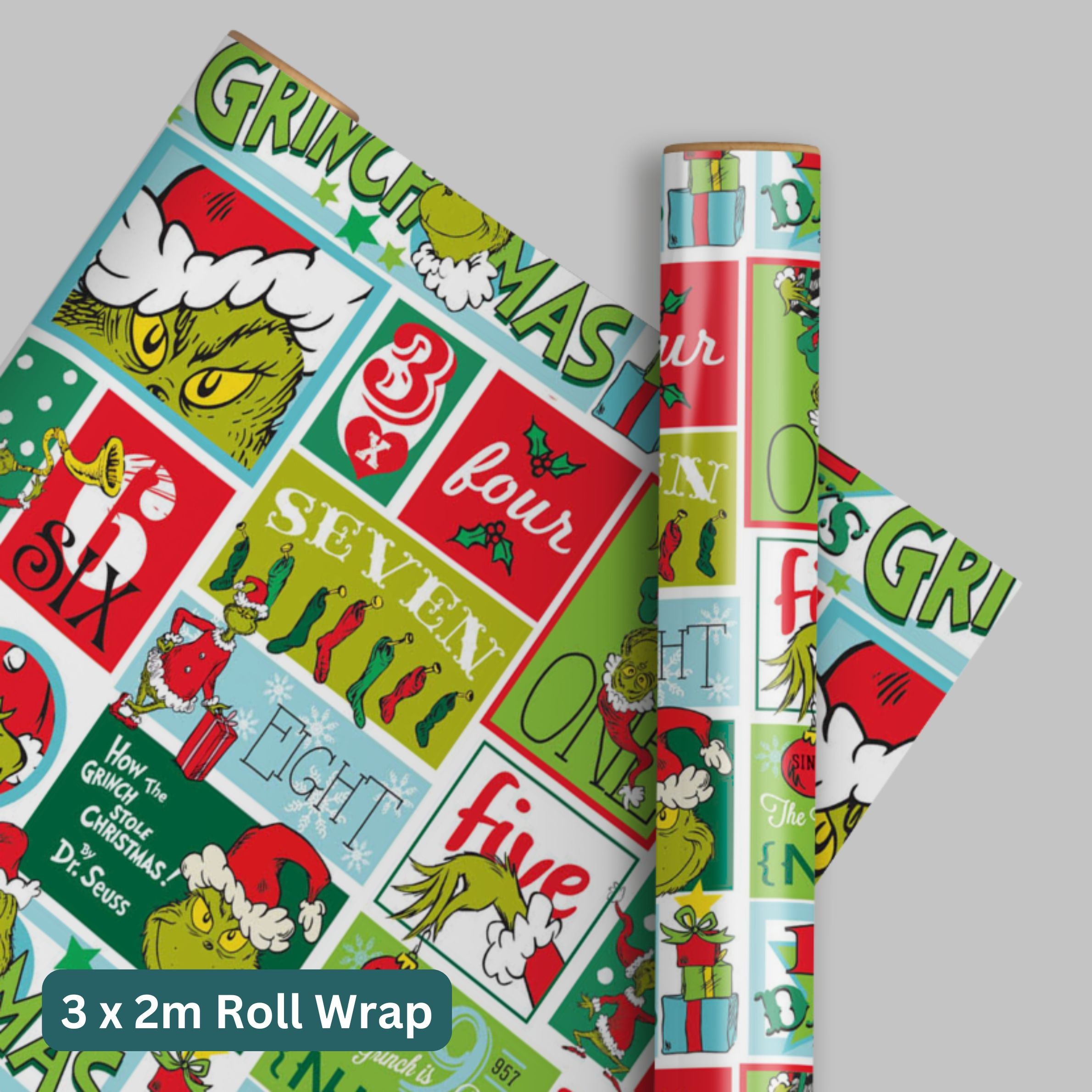 The Grinch Christmas 2m Roll Wrapping Paper - 3 Pack Bundle – Danilo ...