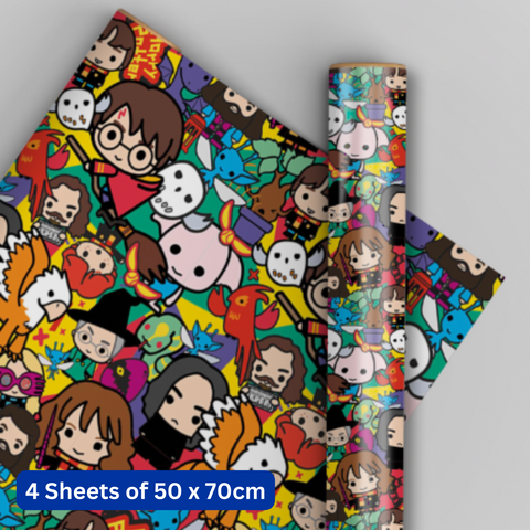 Harry Potter 4 Sheets & 4 Tags Gift Wrap Bundle