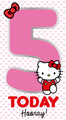 Hello Kitty Age 5 Birthday Card