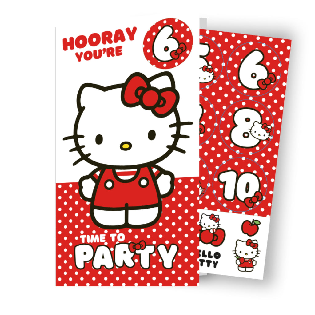 Hello Kitty Multi Ages 5-10 Sticker Birthday Card
