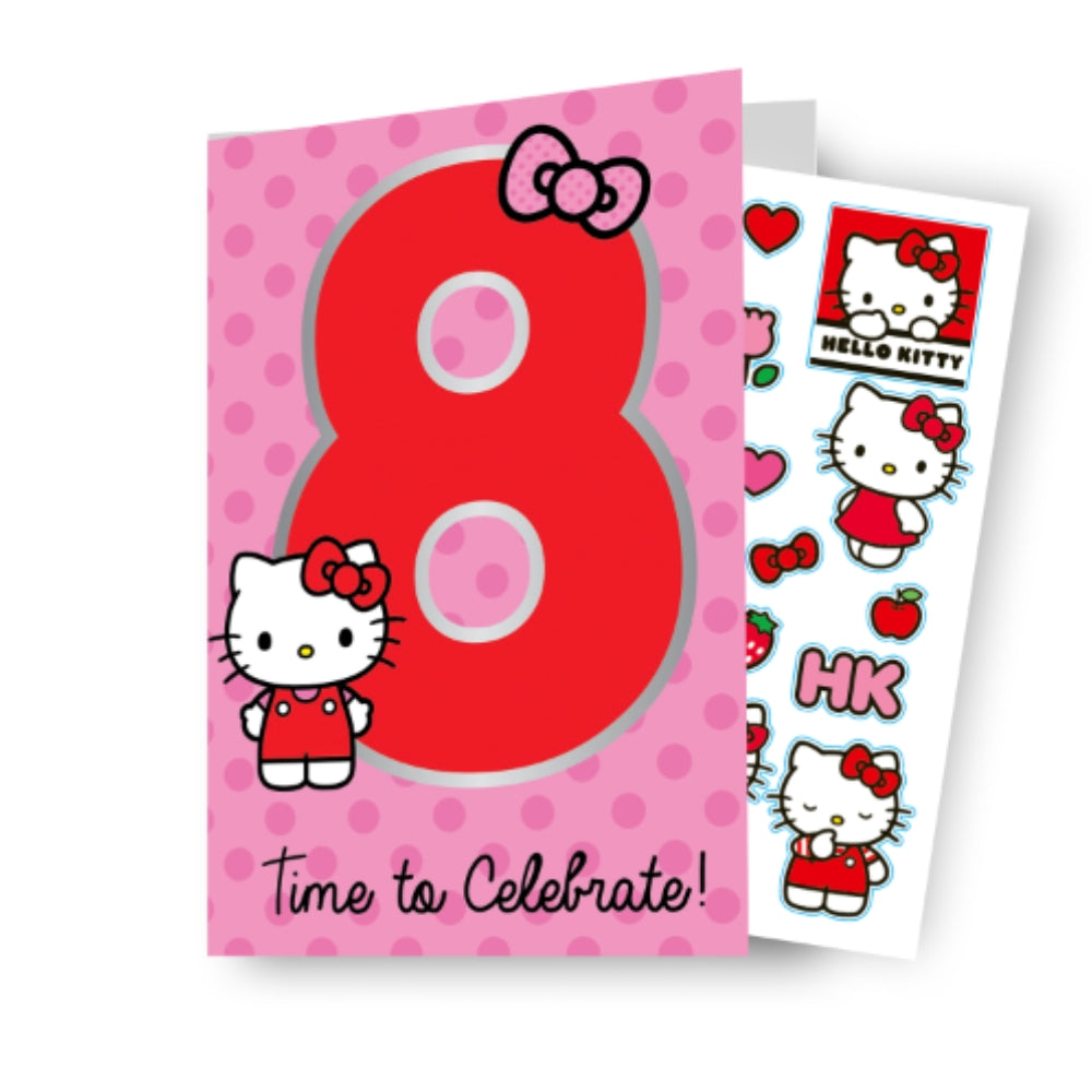 Hello Kitty Age 8 Sticker Birthday Card
