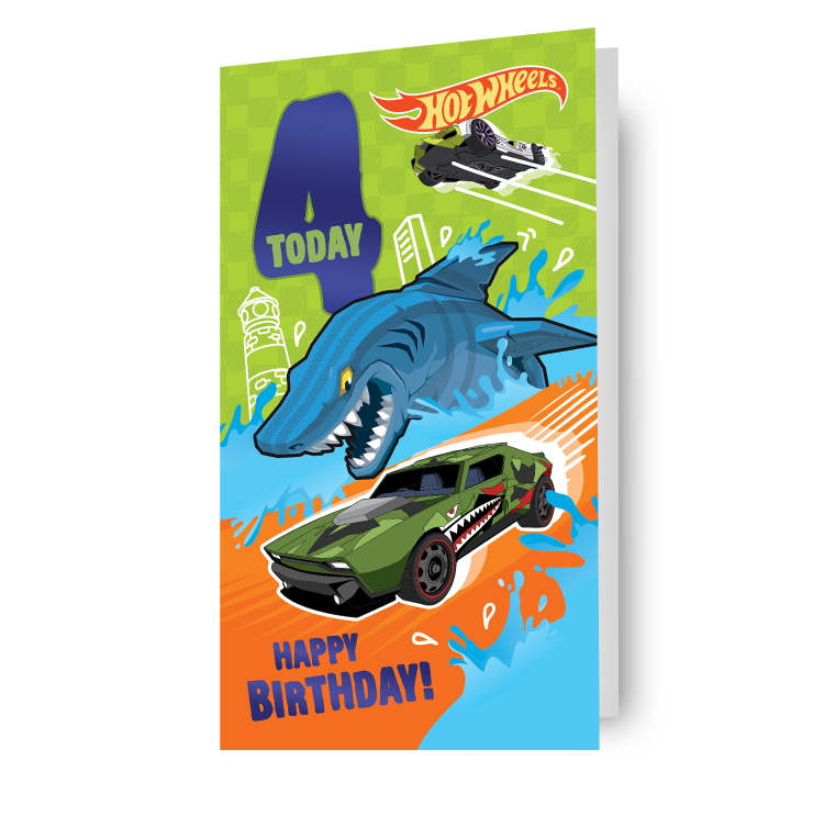 Hot Wheels Age 4 Birthday Card