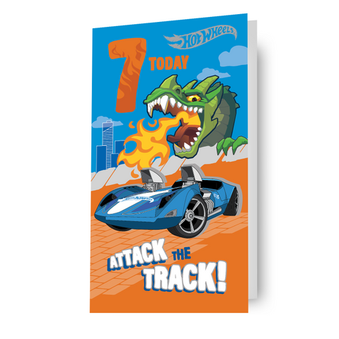 Hot Wheels Age 7 Birthday Card