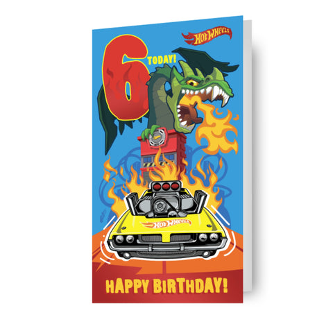 HOT WHEELS AGE 6 BIRTHDAY CARD