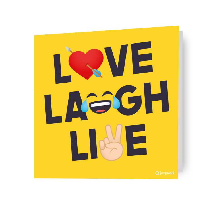 Biglietto d'auguri JoyPixels Love Laugh Live, prodotto ufficiale