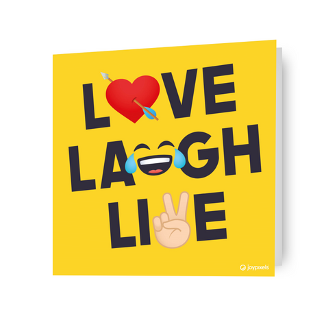 Biglietto d'auguri JoyPixels Love Laugh Live, prodotto ufficiale