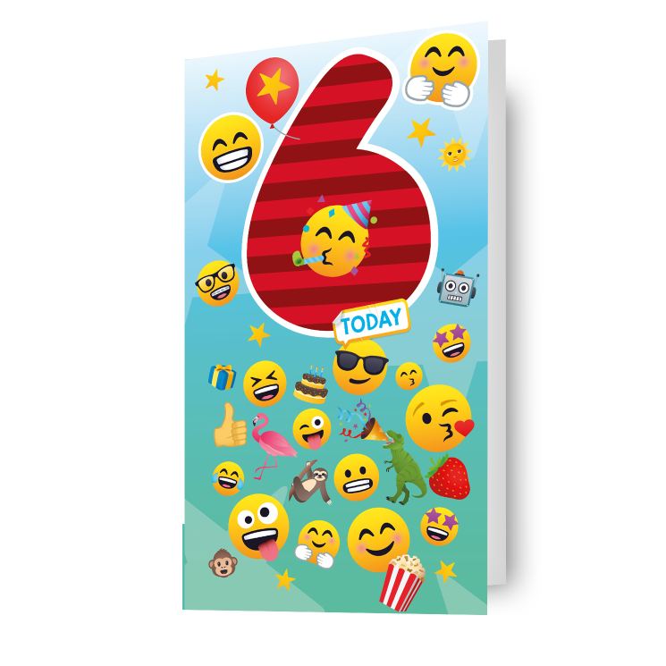 Joypixels Emoji Biglietto d'auguri per 6 anni