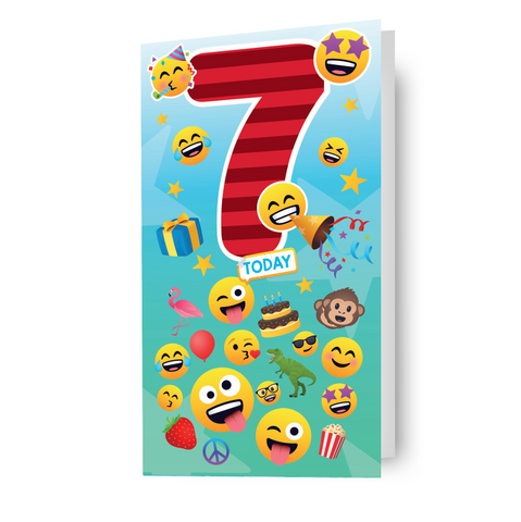 JoyPixels Emoji Age 7 Birthday Card