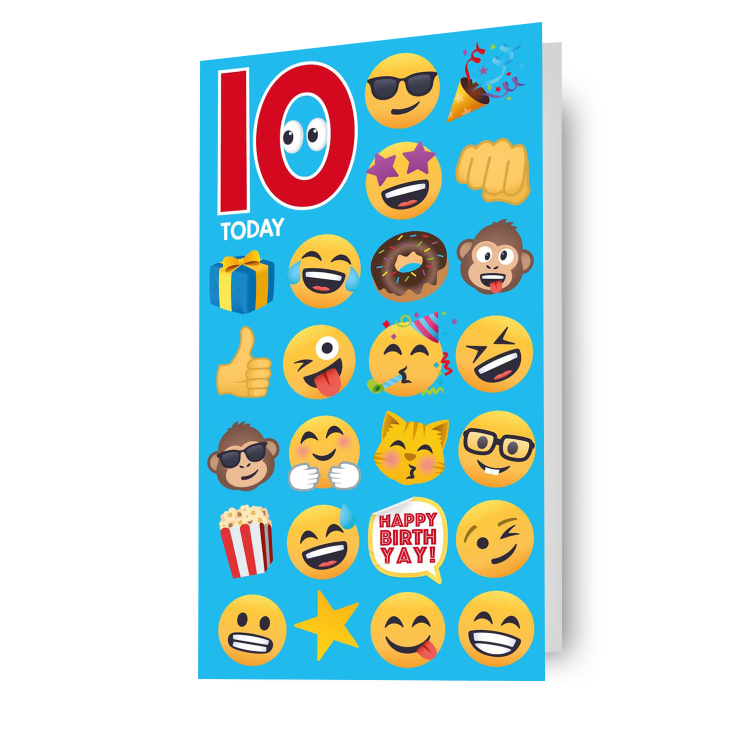 Biglietto d'auguri JoyPixels Emoji per 10 anni