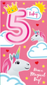 JoyPixels Age 5 Unicorn Birthday Card