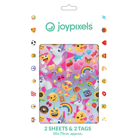 JoyPixels 2 Sheets & 2 Tags Gift Wrap