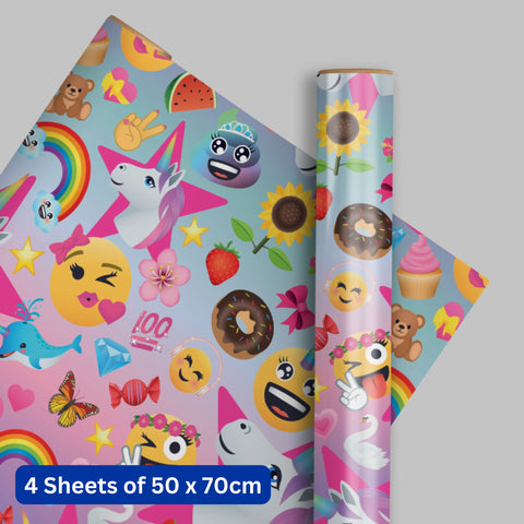JoyPixels 4 Sheets & 4 Tags Gift Wrap Bundle