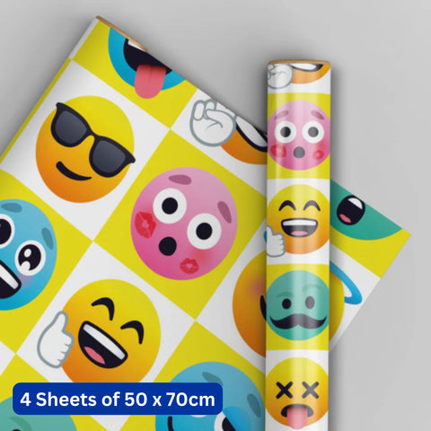 JoyPixels Emoji 4 Sheets & 4 Tags Gift Wrap Bundle
