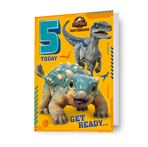 Jurassic World Age 5 Birthday Card