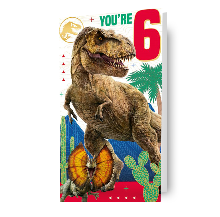 Jurassic World Age 6 Birthday Card