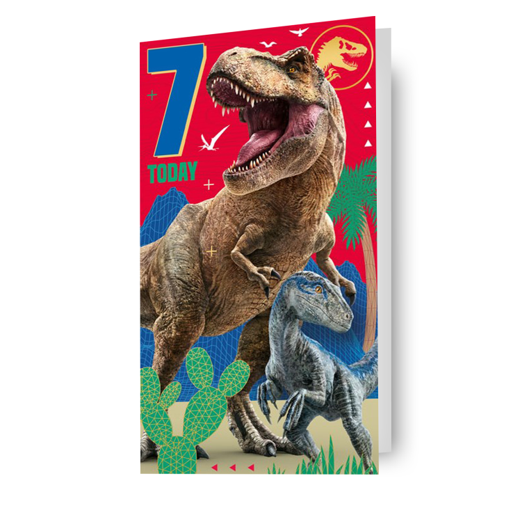 Jurassic World Age 7 Birthday Card