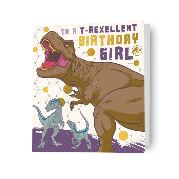 Jurassic World Birthday Girl Dinosaur Card, prodotto con licenza ufficiale