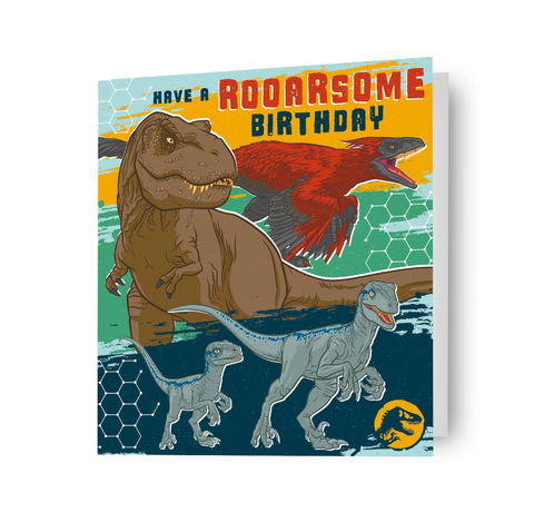 Jurassic World Birthday Roarsome Card, prodotto con licenza ufficiale