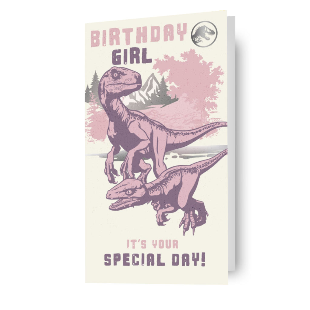 Jurassic World Special Girl Birthday Card, prodotto con licenza ufficiale