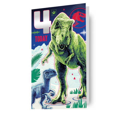 Jurassic World Age 4 Birthday Card