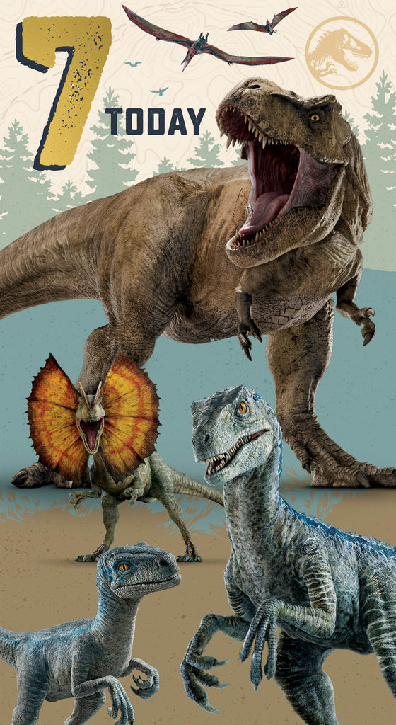 Jurassic World Age 7 Birthday Card