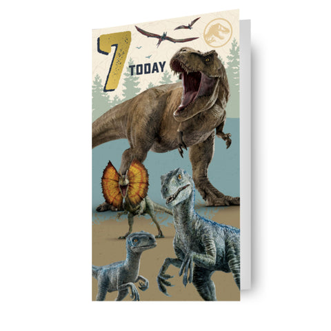 Jurassic World Age 7 Birthday Card