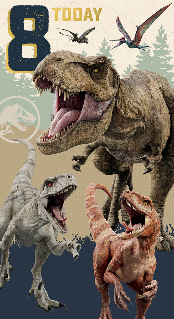 Jurassic World Age 8 Birthday Card