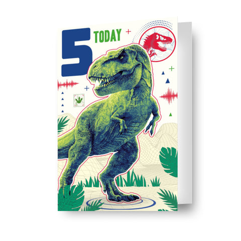 Jurassic World Age 5 Birthday Card