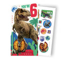 Jurassic World Age 6 Sticker Birthday Card