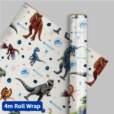 Jurassic World 4m Roll Wrapping Paper