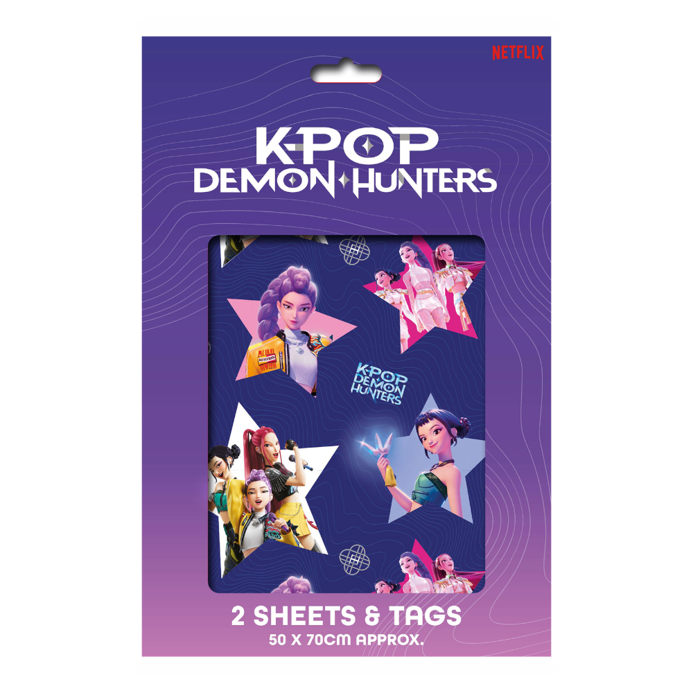 KPop Demon Hunters 2 Sheet & 2 Tag Gift Wrap