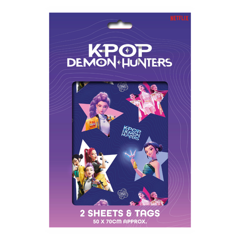KPop Demon Hunters 2 Sheet & 2 Tag Gift Wrap