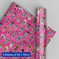 LOL Surprise 4 Sheets & 4 Tags Gift Wrap