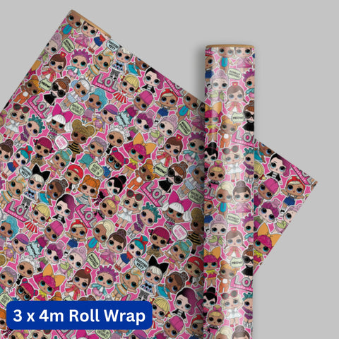LOL Surprise 4m Roll Wrapping Paper - 3 Pack Bundle