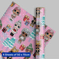 LOL Surprise Christmas 4 Sheets & 4 Tags Gift Wrap Bundle