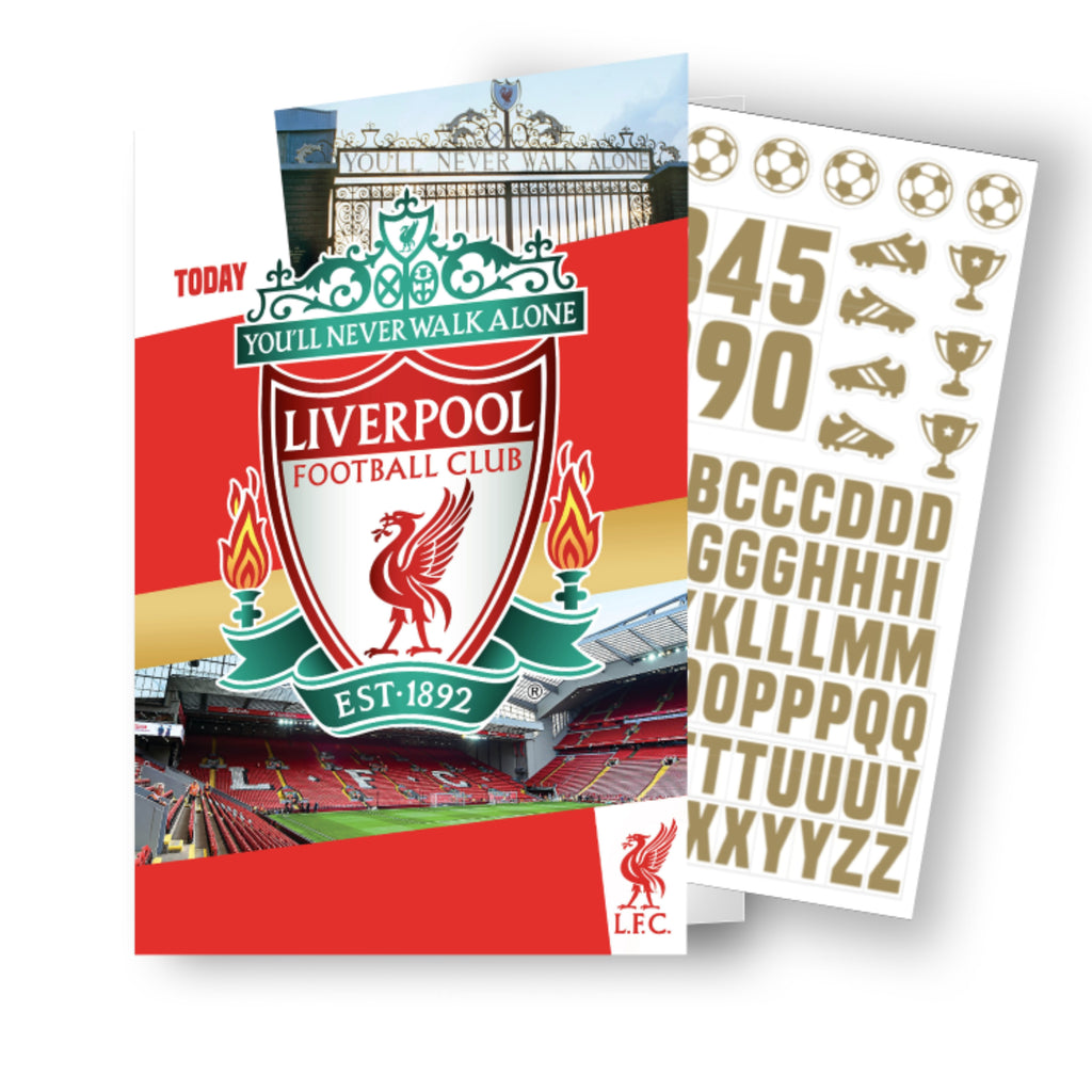 Liverpool FC Personalise Birthday Card With Sticker Sheet