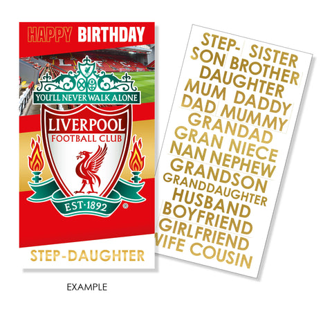 Liverpool FC Birthday Card Personalise with included stickers