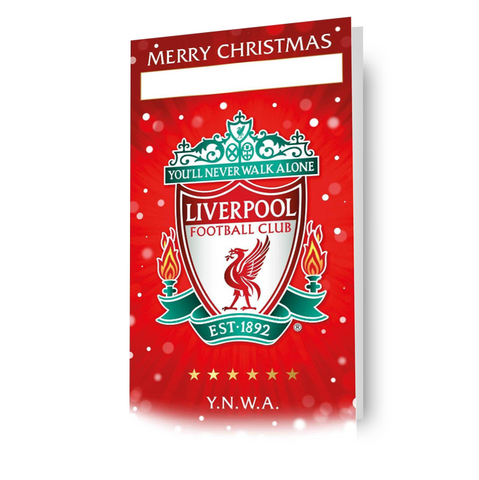 Gepersonaliseerde kerstkaart van Liverpool FC met stickervel