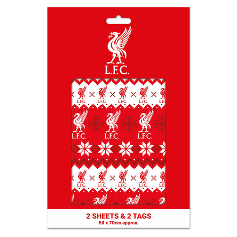 Liverpool FC Christmas 2 Sheets & 2 Tags Gift Wrap