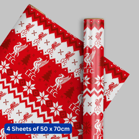 Liverpool FC Christmas 4 Sheets & 4 Tags Gift Wrap Bundle