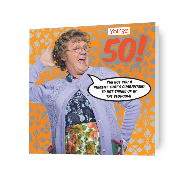 Verjaardagskaart voor de 50e verjaardag van Mrs Brown's Boys