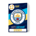 Manchester City FC Birthday Card, Personalise Name & Age With Included Sticker Sheet