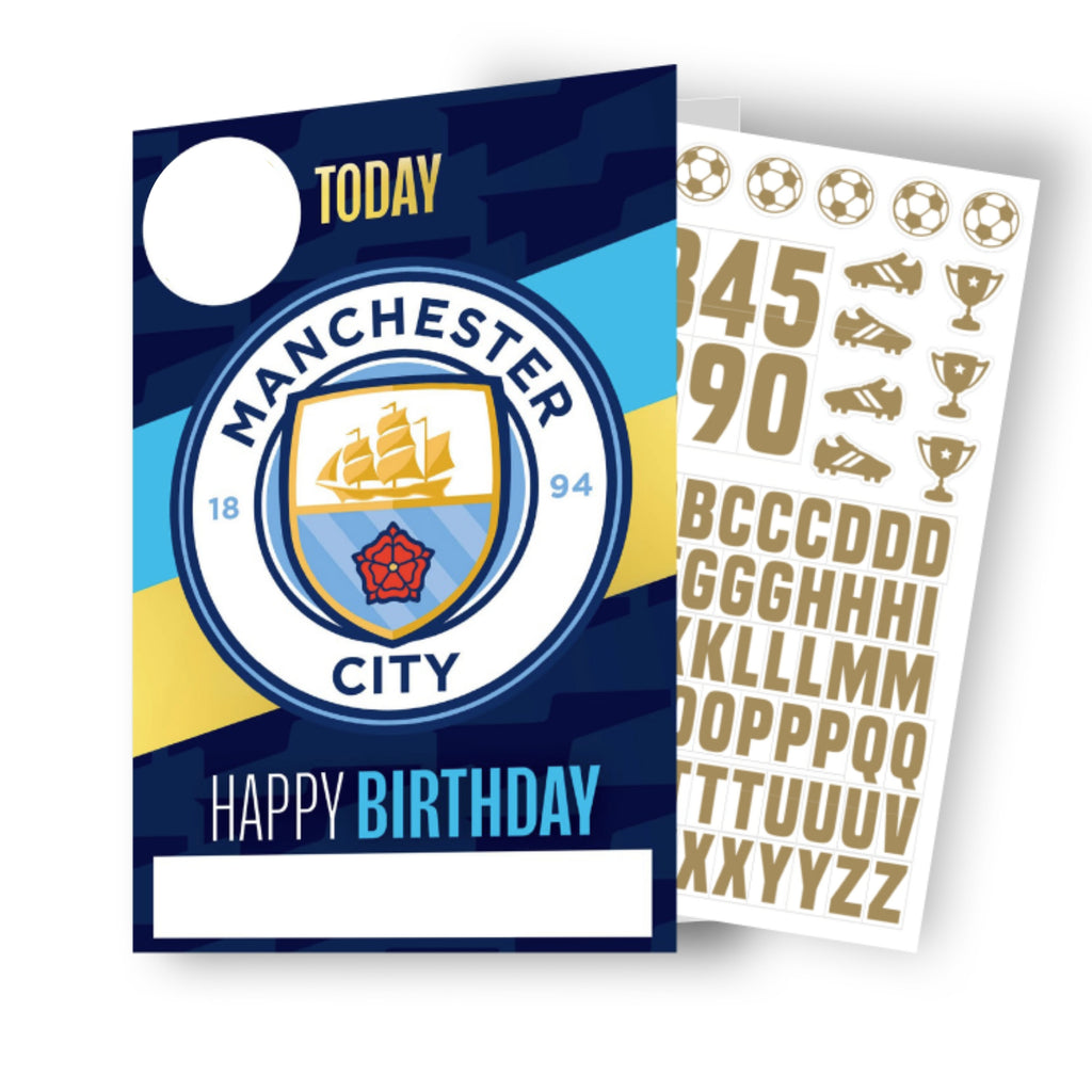 Manchester City FC Personalise Birthday Card With Sticker Sheet