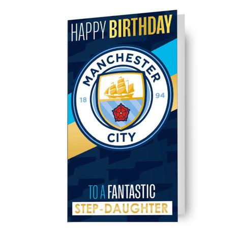 Manchester City FC Birthday Card, Personalise with Relation Using Included Stickers