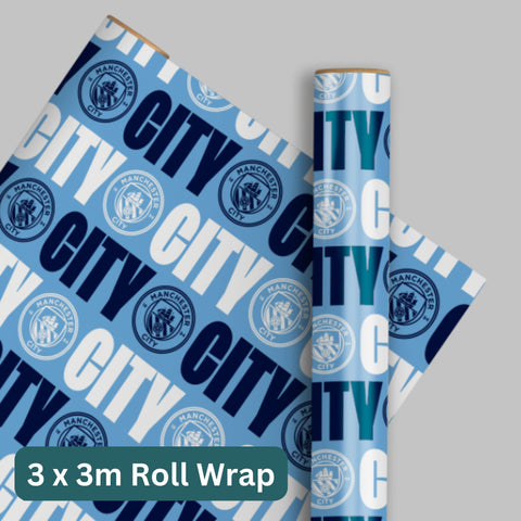 Manchester City FC 3m Roll Wrapping Paper - 3 Pack Bundle